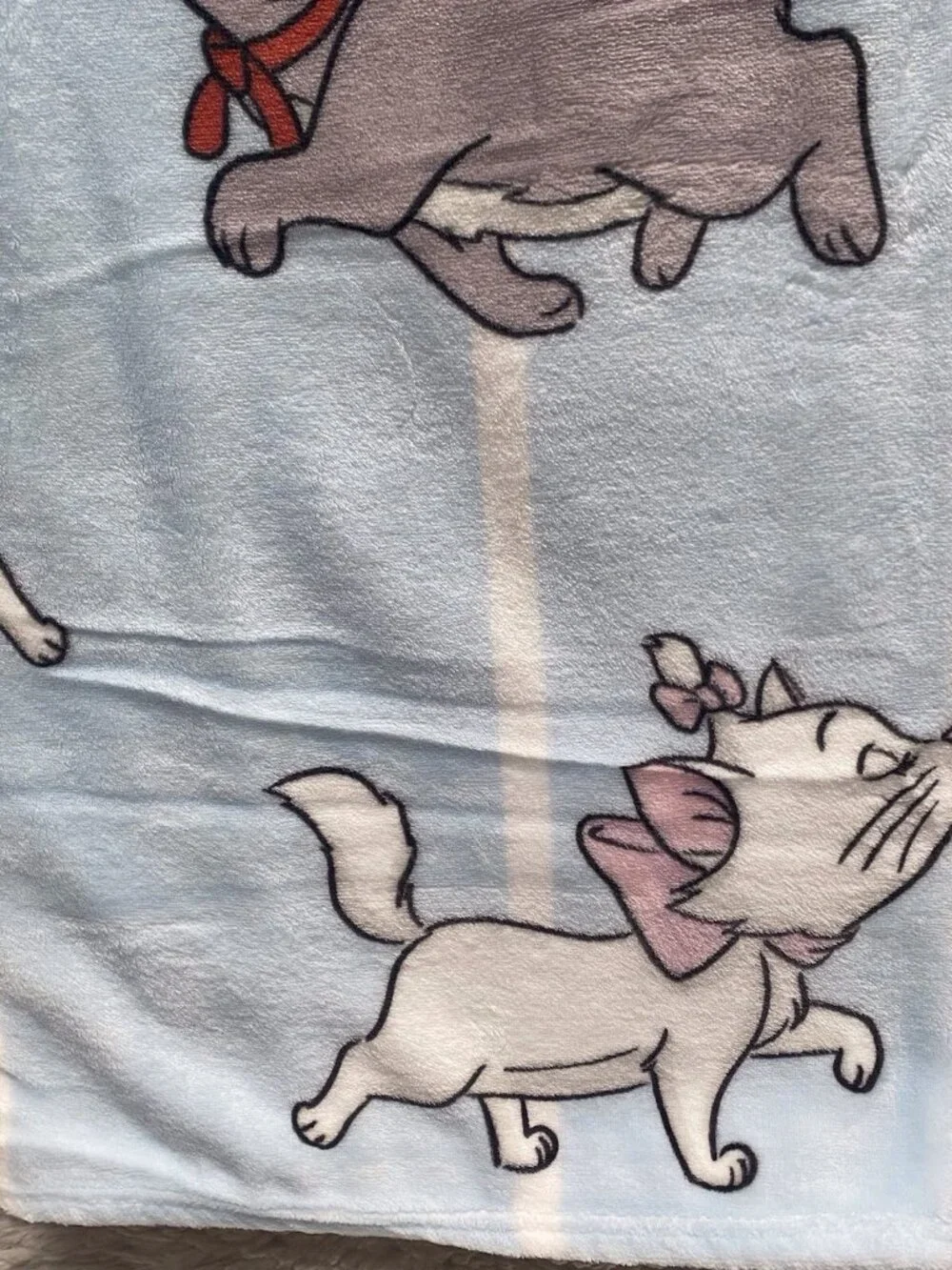 Disney The Aristocats Marie Toulouse & Berlioz Blue Soft Throw Blanket 50”x70”